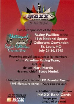 1995 Maxx National Sports Collectors Convention #NNO Mark Martin / Steve Hmiel Promo Sheet Back