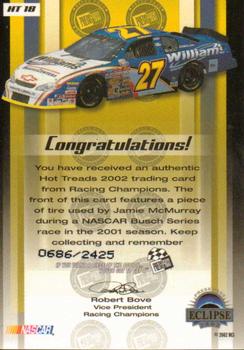 2002 Press Pass Eclipse - Hot Treads #HT 18 Jamie McMurray's Car Back
