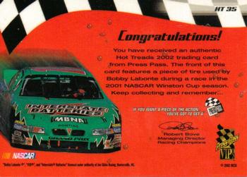 2002 Press Pass VIP - Hot Treads #HT 35 Bobby Labonte's Car Back