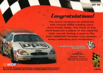 2002 Press Pass VIP - Hot Treads #HT 41 Dale Jarrett's Car Back
