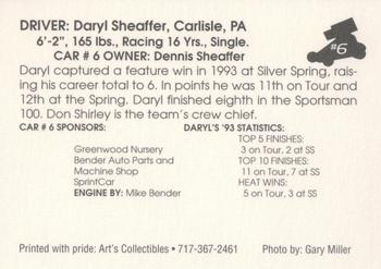 1994 Art's Collectibles Silver Spring Speedway Super Sportsman Series I #6 Daryl Sheaffer Back