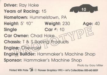1993 Art's Collectibles Silver Spring Speedway Street Stock - Prototype #10 Ray Hoke Back