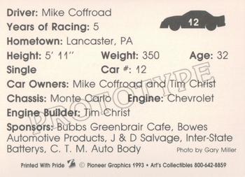 1993 Art's Collectibles Silver Spring Speedway Street Stock - Prototype #12 Mike Coffroad Back