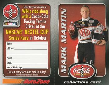 2006 Coca-Cola AutoZone - Full Game Pieces #NNO Mark Martin Front