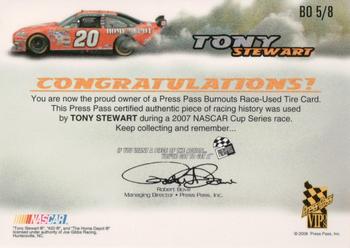 2008 Press Pass VIP - Burnouts #BO 5 Tony Stewart Back