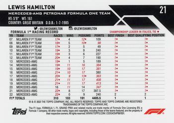 2023 Topps Chrome Formula 1 #21 Lewis Hamilton Back