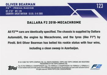2023 Topps Chrome Formula 1 #123 Oliver Bearman Back