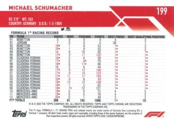 2023 Topps Chrome Formula 1 #199 Michael Schumacher Back