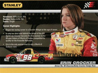 2006 Stanley Tools Series 1 #NNO Erin Crocker Back