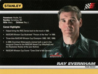 2006 Stanley Tools Series 1 #NNO Ray Evernham Back