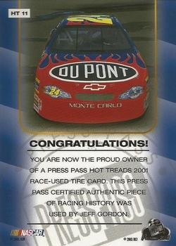 2001 Press Pass Premium - Hot Treads #HT 11 Jeff Gordon Back