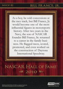 2010 Press Pass Eclipse - NASCAR Hall of Fame #NHOF 82 Bill France Jr. Back
