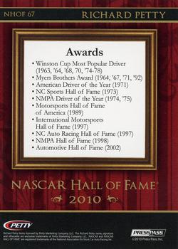 2010 Press Pass Premium - NASCAR Hall of Fame #NHOF 67 Richard Petty Back