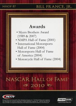 2010 Press Pass Premium - NASCAR Hall of Fame #NHOF 87 Bill France Jr. Back