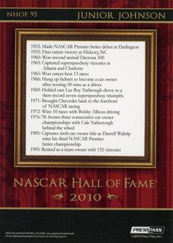 2010 Press Pass Premium - NASCAR Hall of Fame #NHOF 95 Junior Johnson Back