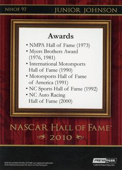 2010 Press Pass Premium - NASCAR Hall of Fame #NHOF 97 Junior Johnson Back