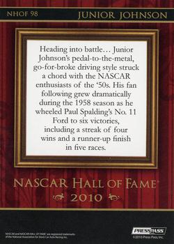 2010 Press Pass Premium - NASCAR Hall of Fame #NHOF 98 Junior Johnson Back