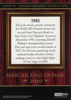 2010 Press Pass Stealth - NASCAR Hall of Fame #NHOF 25 Awards Ceremony Moves to NYC Back