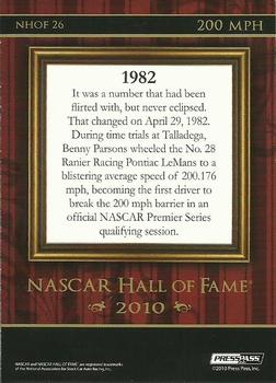 2010 Wheels Main Event - NASCAR Hall of Fame #NHOF 26 200 MPH Back
