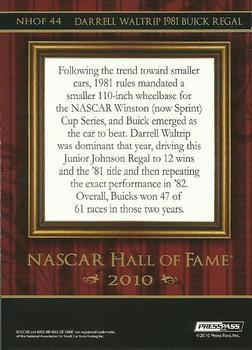 2010 Wheels Main Event - NASCAR Hall of Fame #NHOF 44 Darrell Waltrip 1981 Buick Regal Back