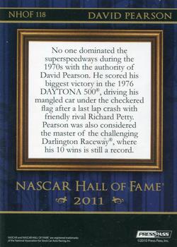 2011 Press Pass Premium - NASCAR Hall of Fame #NHOF 118 David Pearson Back