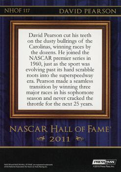 2011 Press Pass Premium - NASCAR Hall of Fame Blue #NHOF 117 David Pearson Back