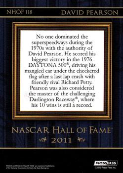 2011 Press Pass Premium - NASCAR Hall of Fame Blue #NHOF 118 David Pearson Back