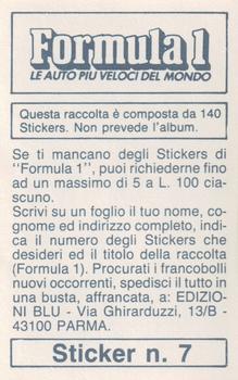 1986 Formula 1 Le Auto Piu Veloci Del Mondo (Stickers) #7 Elio De Angelis Back
