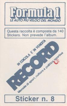 1986 Formula 1 Le Auto Piu Veloci Del Mondo (Stickers) #8 Mike Thackwell Back