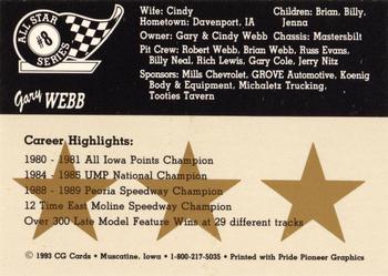 1993 CG Cards All Star Series #8 Gary Webb Back