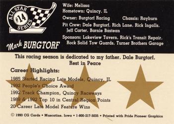 1993 CG Cards All Star Series #14 Mark Burgtorf Back