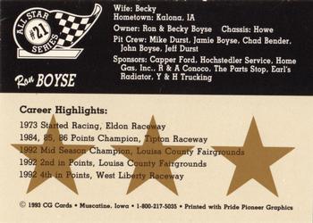 1993 CG Cards All Star Series #21 Ron Boyse Back
