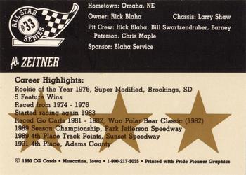 1993 CG Cards All Star Series #33 Al Zeitner Back