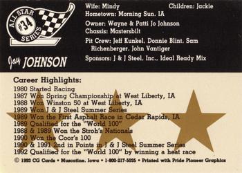 1993 CG Cards All Star Series #34 Jay Johnson Back