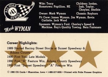 1993 CG Cards All Star Series #41 Mark Wyman Back