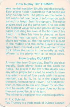 1975 Top Trumps by Dubreq Series 1 - Racing Cars #NNO Header / Instruction Back