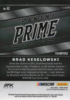 2023 Panini Prime - Holo Platinum Blue #62 Brad Keselowski Back