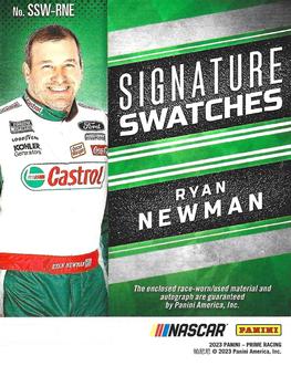 2023 Panini Prime - Signature Swatches #SSW-RNE Ryan Newman Back