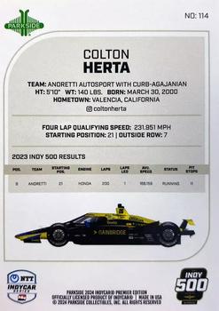 2024 Parkside IndyCar Premier Edition #114 Colton Herta Back