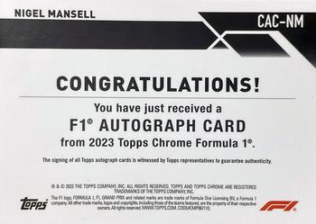 2023 Topps Chrome Formula 1 - Chrome Autographs #CAC-NM Nigel Mansell Back