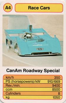 1987 Ace Trump Game Race Cars #A4 CanAm Roadway Special Front