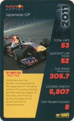 2022 Red Bull Top Trumps #NNO 2011 Japanese GP Front