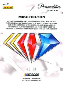 2023 Panini Prizm - NASCAR 75th Anniversary Gold #61 Mike Helton Back