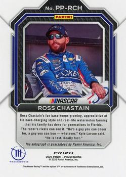 2023 Panini Prizm - Patented Penmanship Hyper Prizm Red White and Blue #PP-RCH Ross Chastain Back