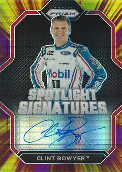 2023 Panini Prizm - Spotlight Signatures Hyper Prizm Purple and Yellow #SS-CBO Clint Bowyer Front