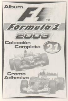 2003 Edizione Figurine Formula 1 #21 Juan Pablo Montoya / Connie Freydell Back