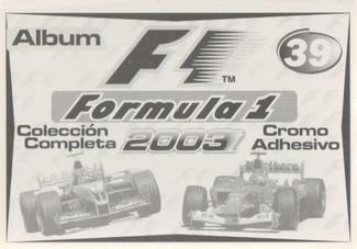 2003 Edizione Figurine Formula 1 #39 Juan Pablo Montoya Back