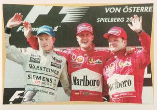 2003 Edizione Figurine Formula 1 #233 Michael Schumacher / Kimi Raikkonen / Rubens Barrichello Front