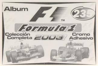 2003 Edizione Figurine Formula 1 #235 Michael Schumacher / Fernando Alonso / Rubens Barrichello Back