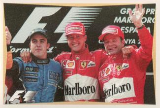 2003 Edizione Figurine Formula 1 #235 Michael Schumacher / Fernando Alonso / Rubens Barrichello Front